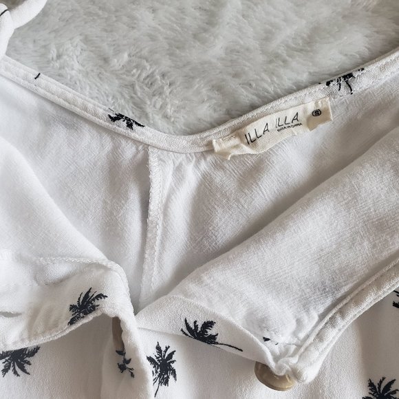 ILLA  ILLA  Front Button Coconut Print Spaghetti Strap White Romper SZ S - Picture 9 of 16